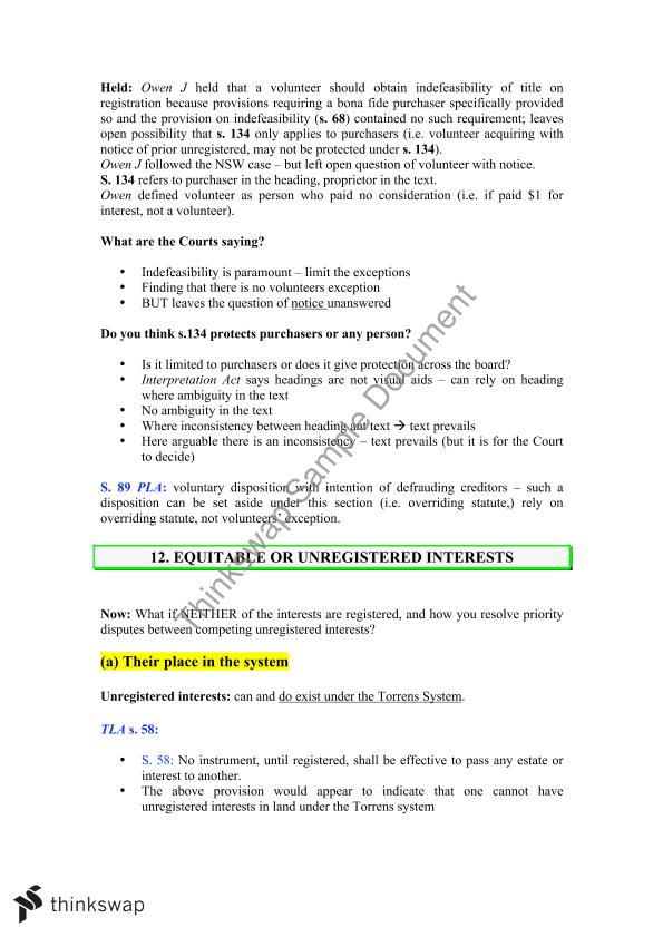 Topic 1 The Torrens System LAWS4104 Property Law UWA Thinkswap